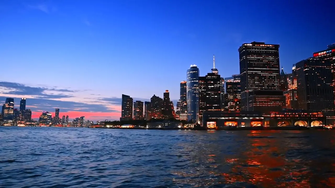 New York City skyline at dusk